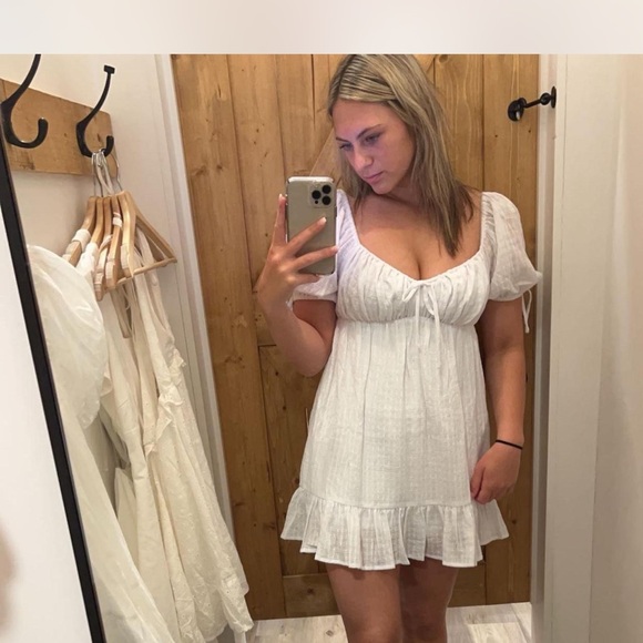 White Ruffled Mini Dress - Picture 1 of 3